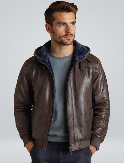 SULTA™ | Stylish Leather Winter Jacket with Hoodie