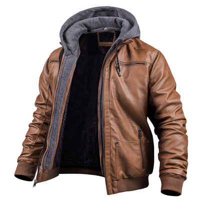 SULTA™ | Stylish Leather Winter Jacket with Hoodie